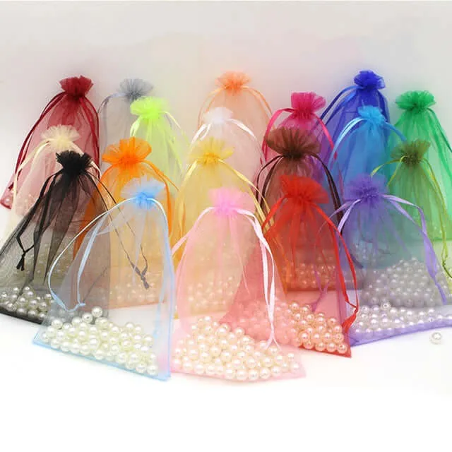 10 Pack 3"x4" Light Blue Organza Drawstring Wedding Party Favor Gift Bags - Clearance SALE