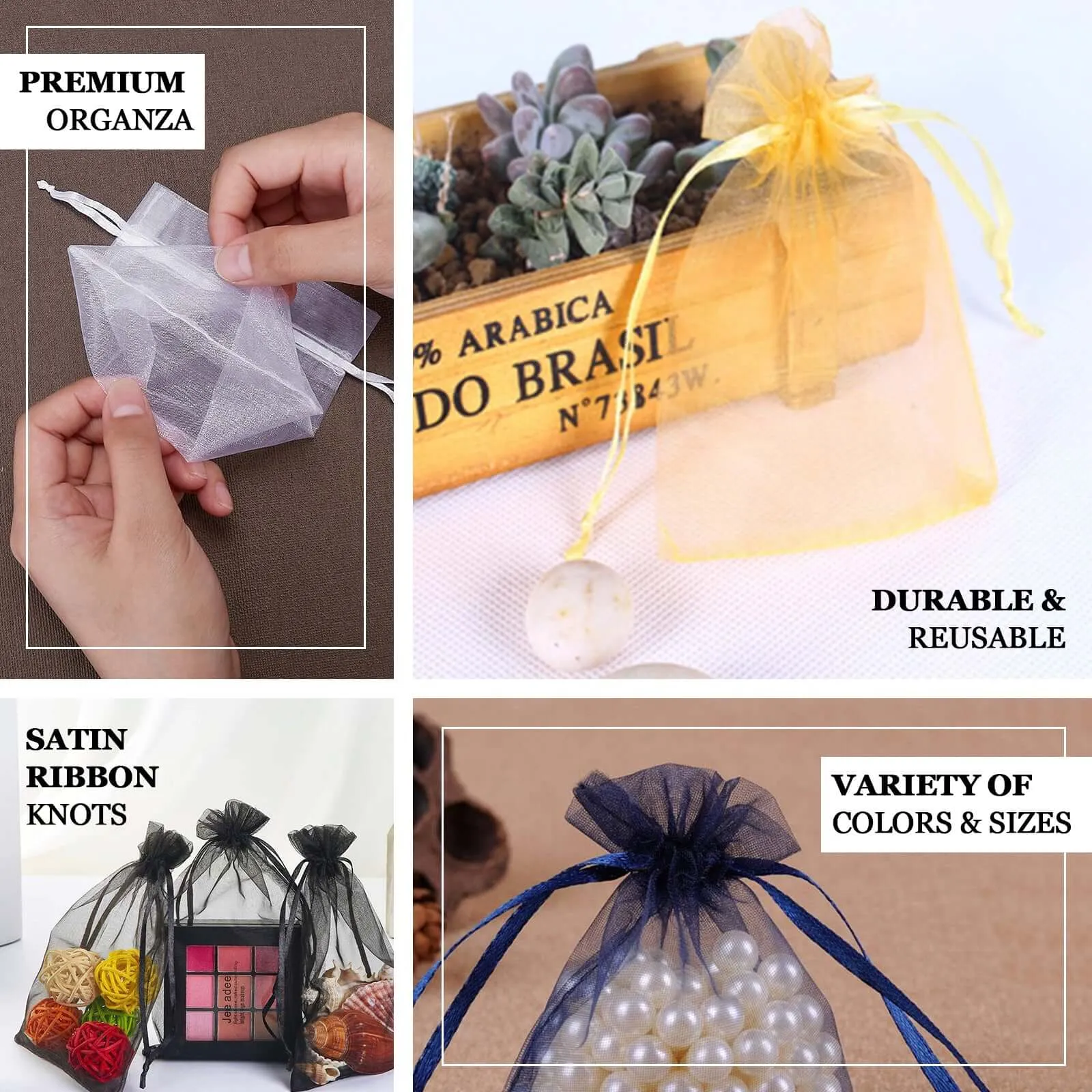 10 Pack 4"x6" Black Organza Drawstring Wedding Party Favor Gift Bags