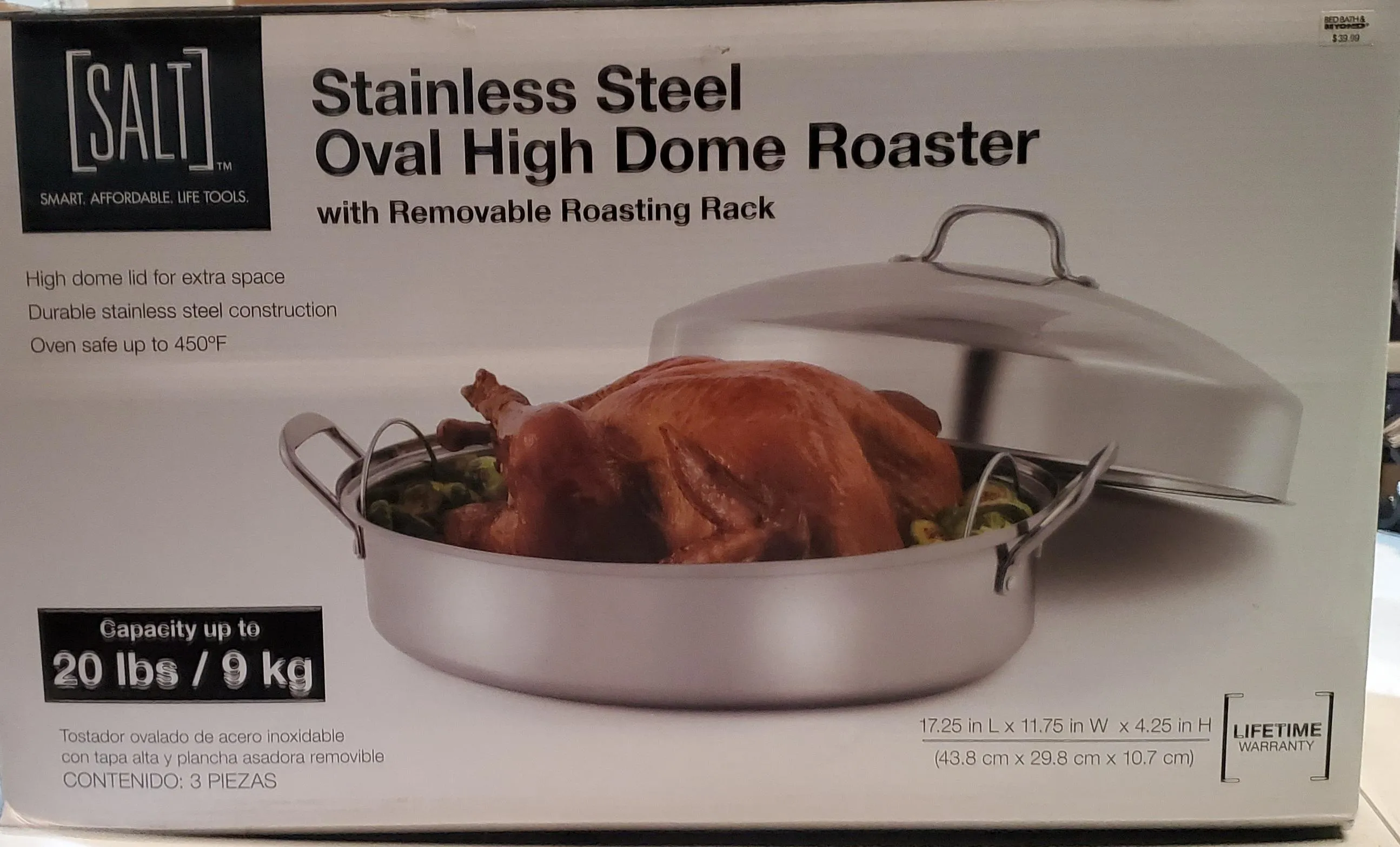 10172020 SALT Stainless Steel Oval High Dome Roaster