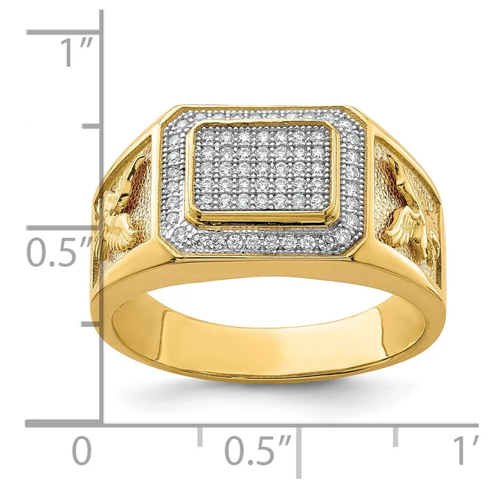 10KT Gold and Cubic Zirconia Eagle Ring; Size 10.5