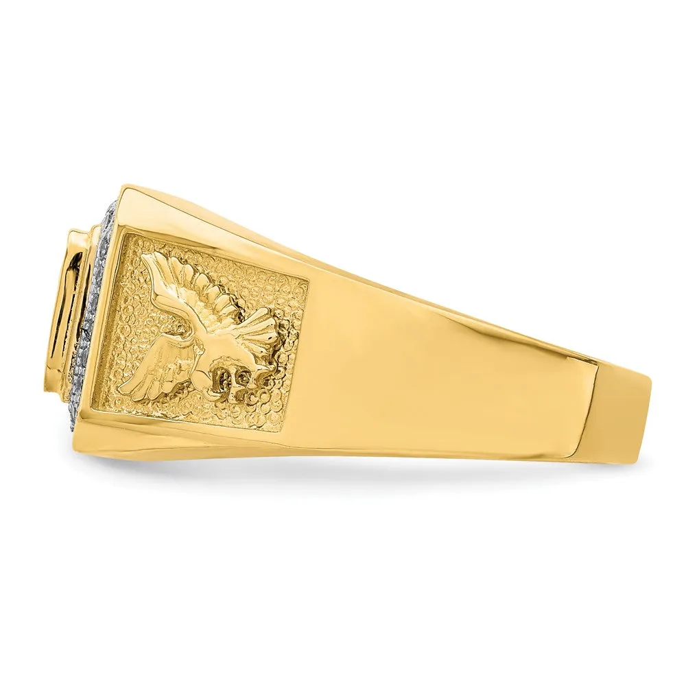 10KT Gold and Cubic Zirconia Eagle Ring; Size 10.5