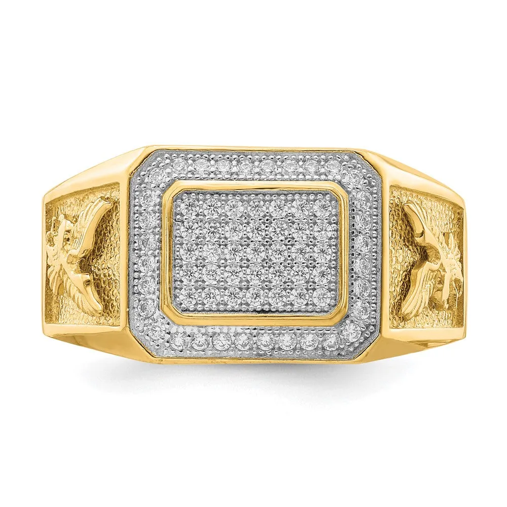 10KT Gold and Cubic Zirconia Eagle Ring; Size 10.5