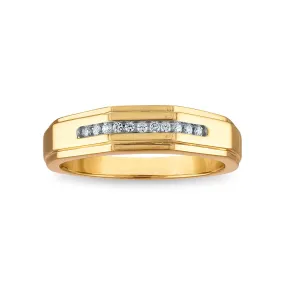 1/10 CTW Diamond Wedding Geometric Channel Set Ring in 10KT Yellow Gold