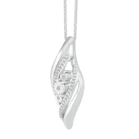 1/15 CTW Diamond Three Stone 18-inch Pendant in Sterling Silver