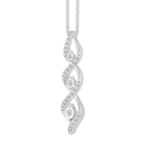 1/4 CTW Diamond Three Stone Pendant in Sterling Silver