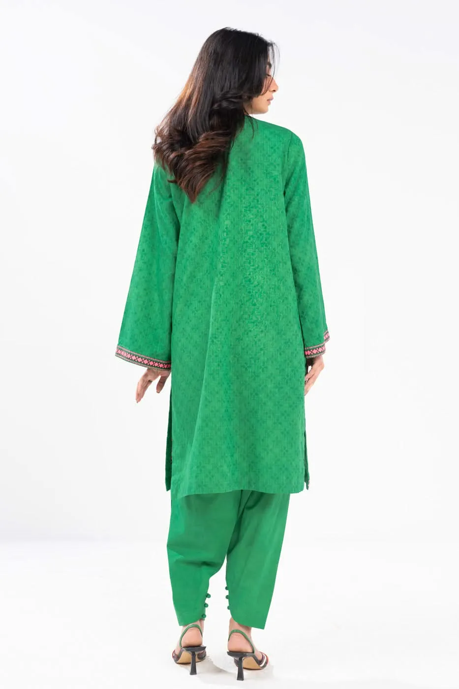 2 Piece Embroidered Self Jacquard Suit With Cambric Trouser