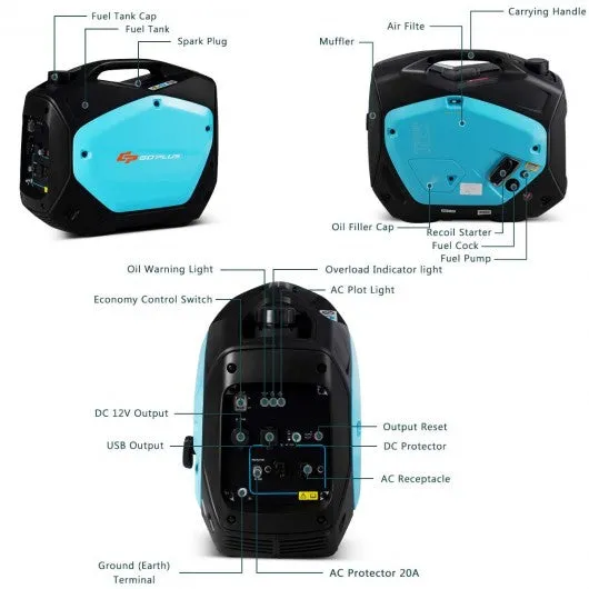 2000W Portable Inverter Generator with USB Outlet