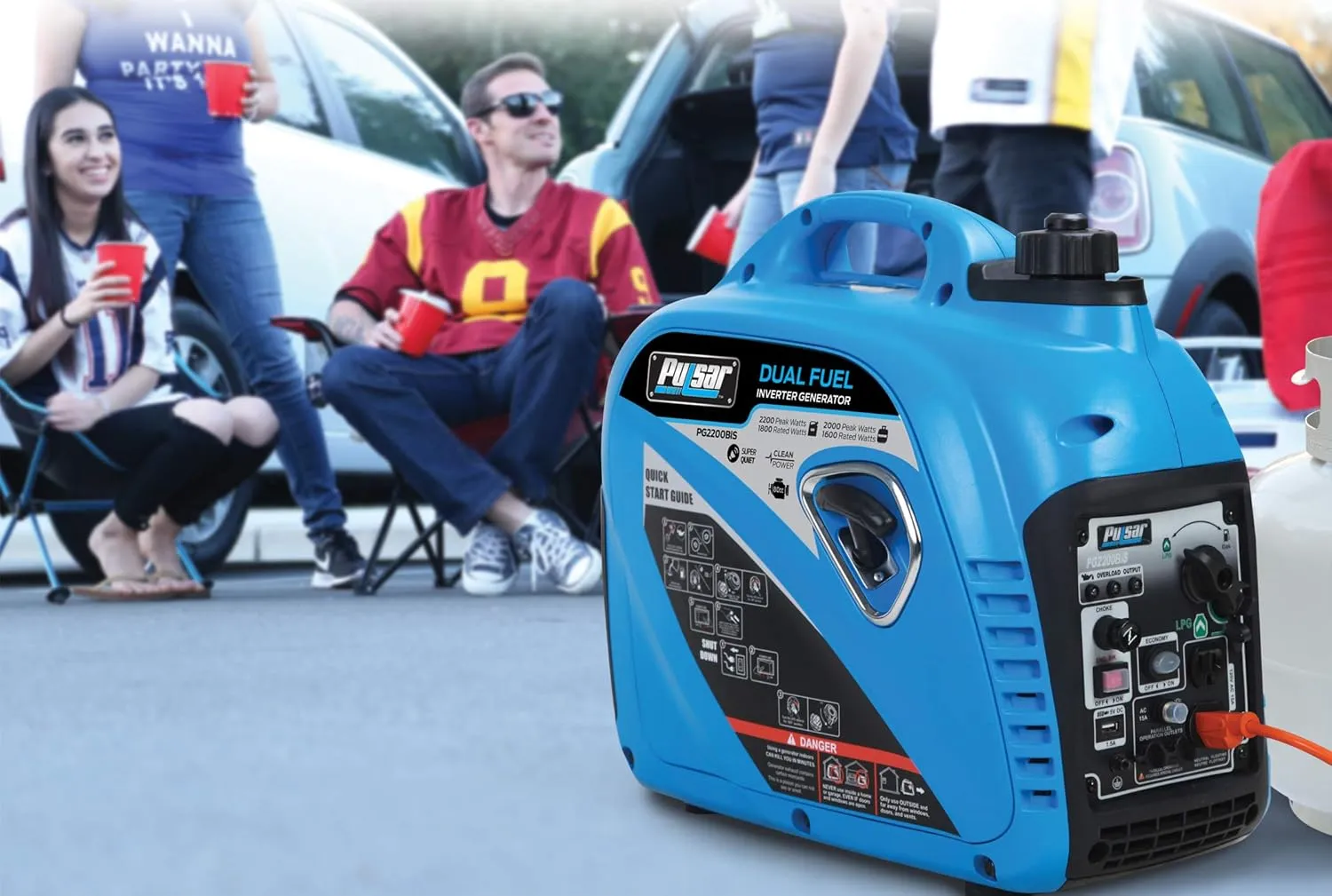 200W Portable Dual Fuel Inverter Generator with USB & Parallel Capability, CARB Compliant