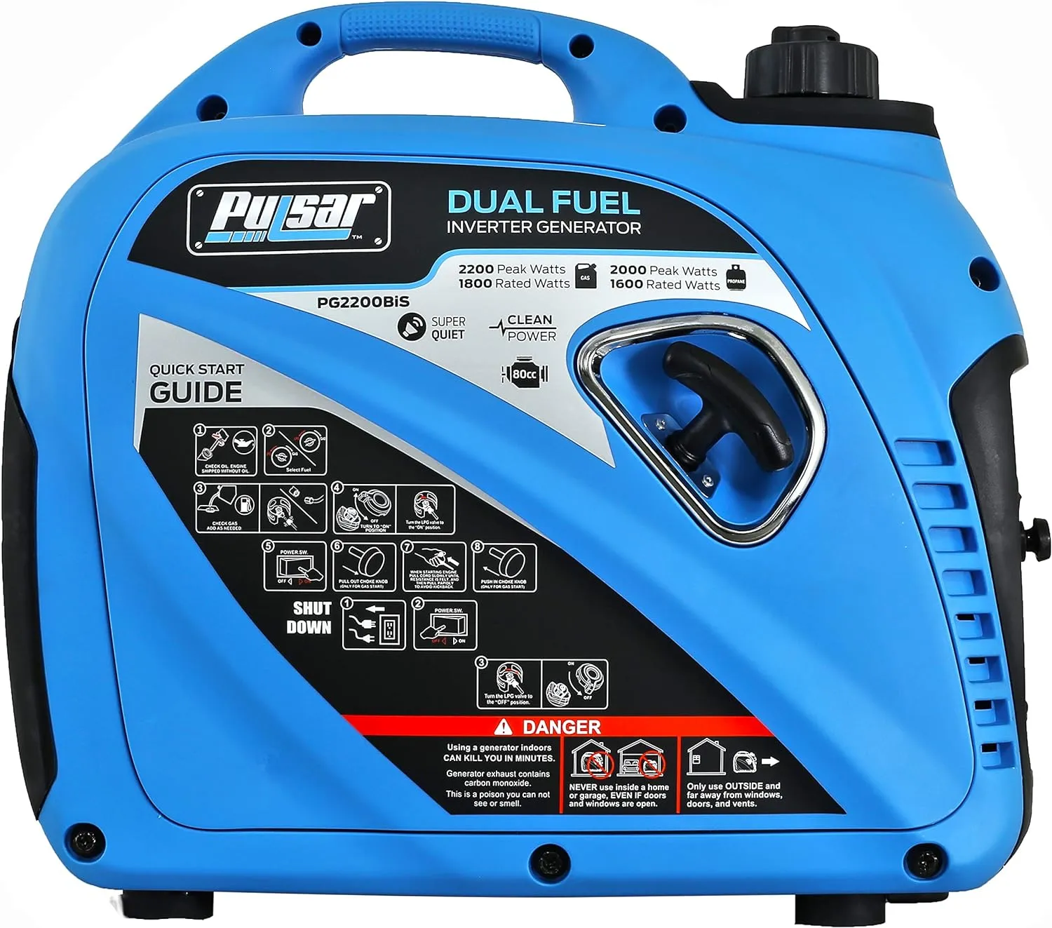 200W Portable Dual Fuel Inverter Generator with USB & Parallel Capability, CARB Compliant