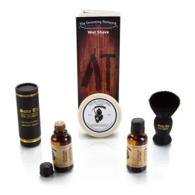 6 Piece Wet Shave Set - Black Synthetic Brush