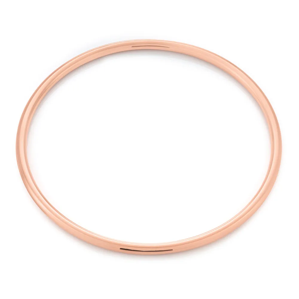 9ct 4mm x 65mm Rose Gold Silver Filled Plain Golf Bangle