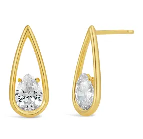 9ct Gold Filled Cubic Zirconia Teardrop Stud Earrings