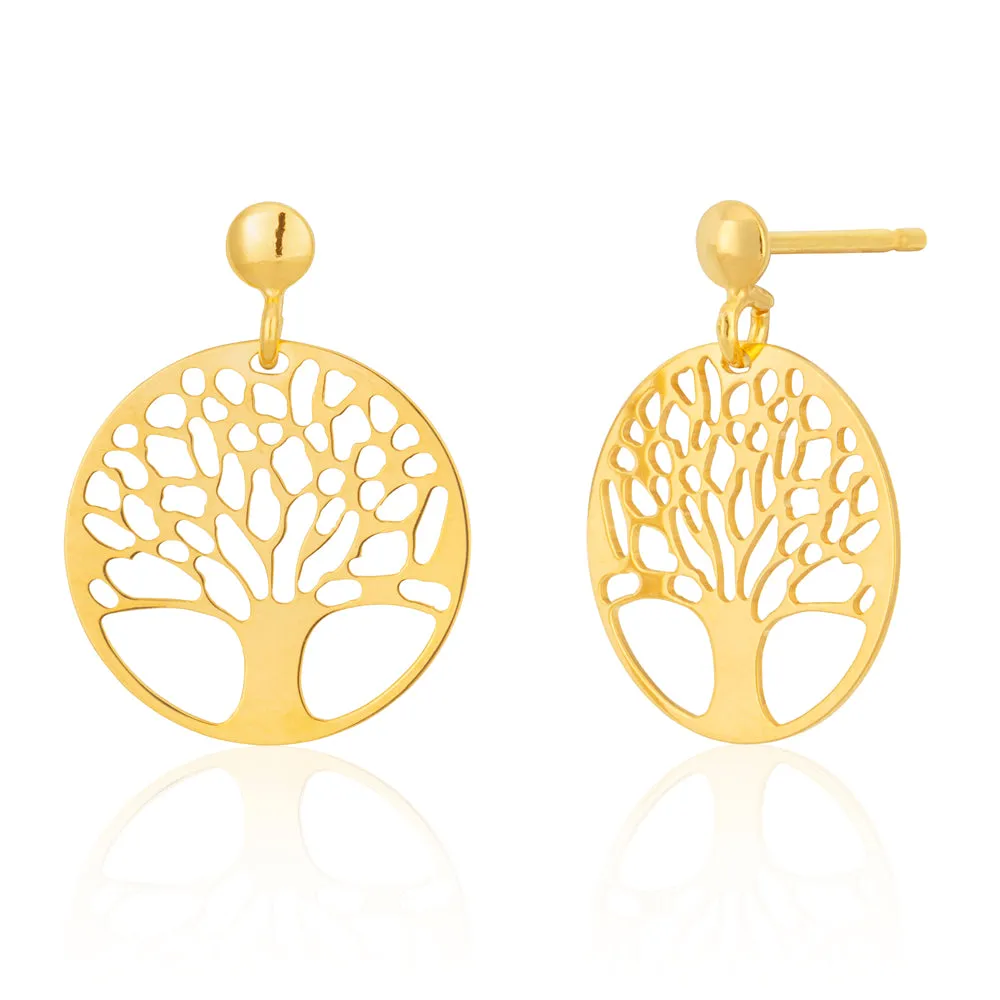 9ct Gold Filled Tree of Life Cut-Out Stud Earrings