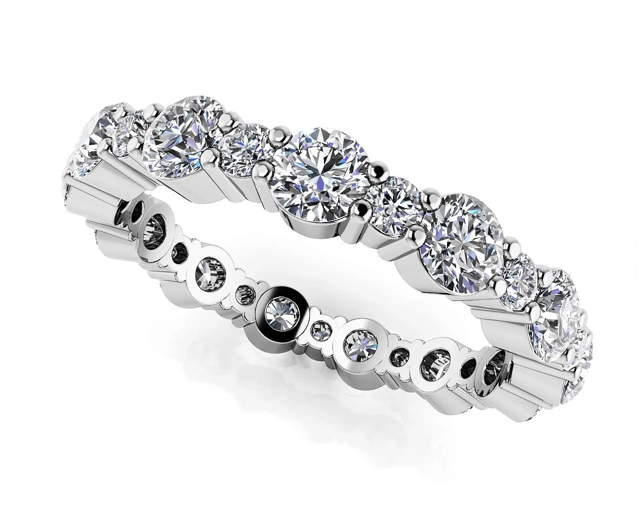 Alternating Diamond Eternity Ring In Lab-Grown Diamond  with 1.10 ct.(finished) 1.4mm, 2.5mm