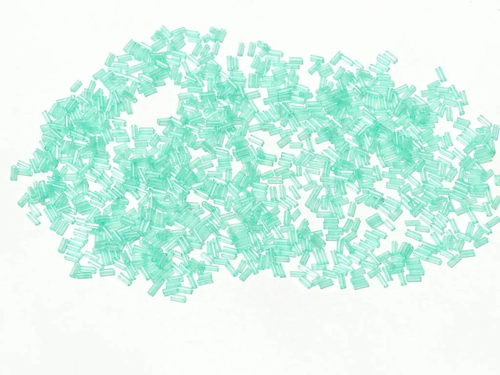 Aqua Green Transparent Pipe / Bugle Glass Seed Beads- 4.5 mm