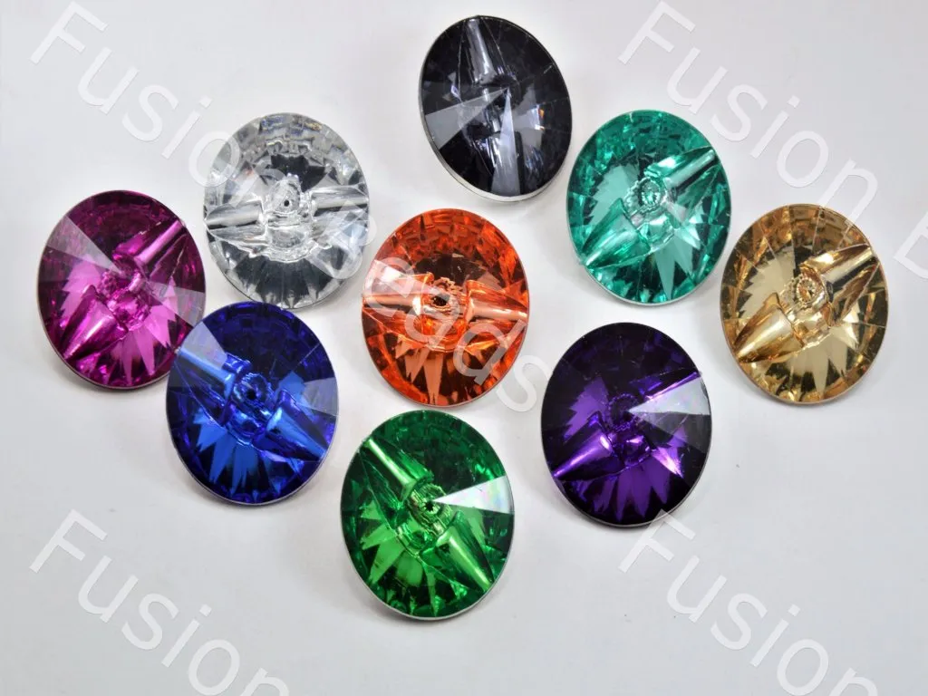 Assorted Pack Faceted Crystal Button