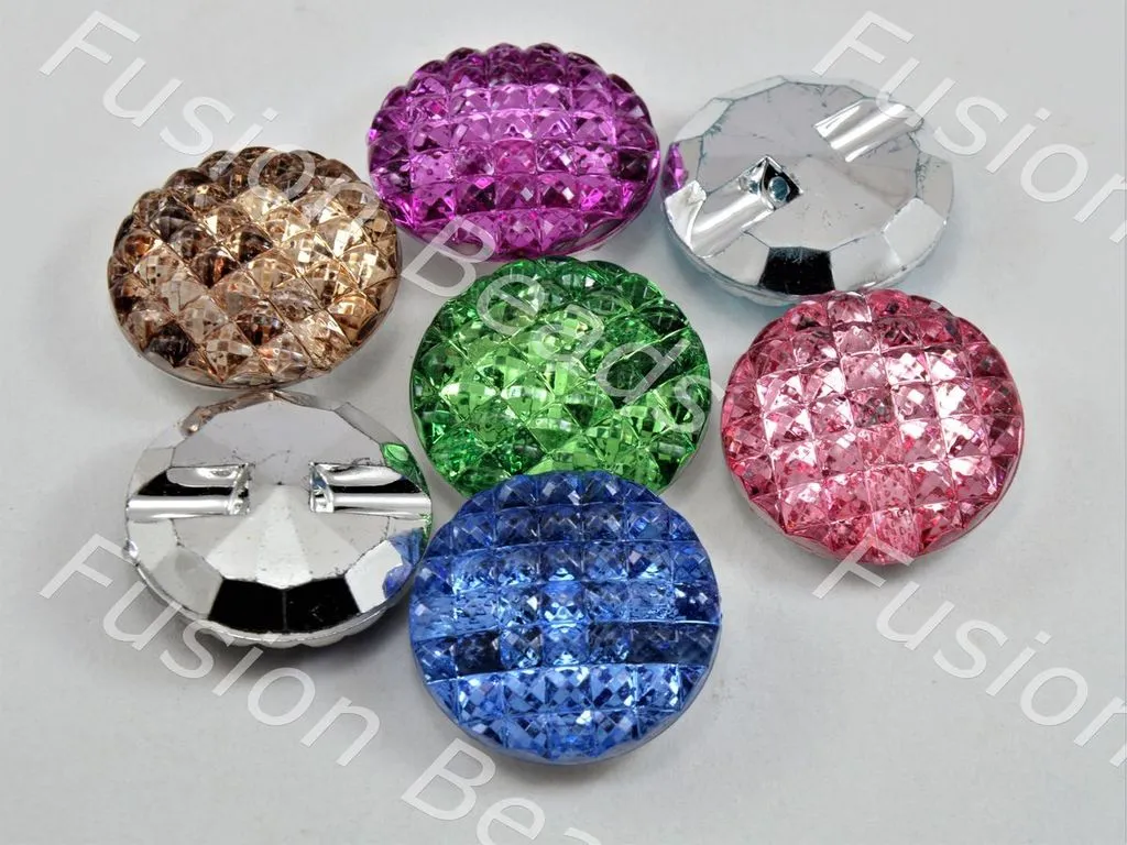 Assorted Pack Of Multifaceted Crystal Button