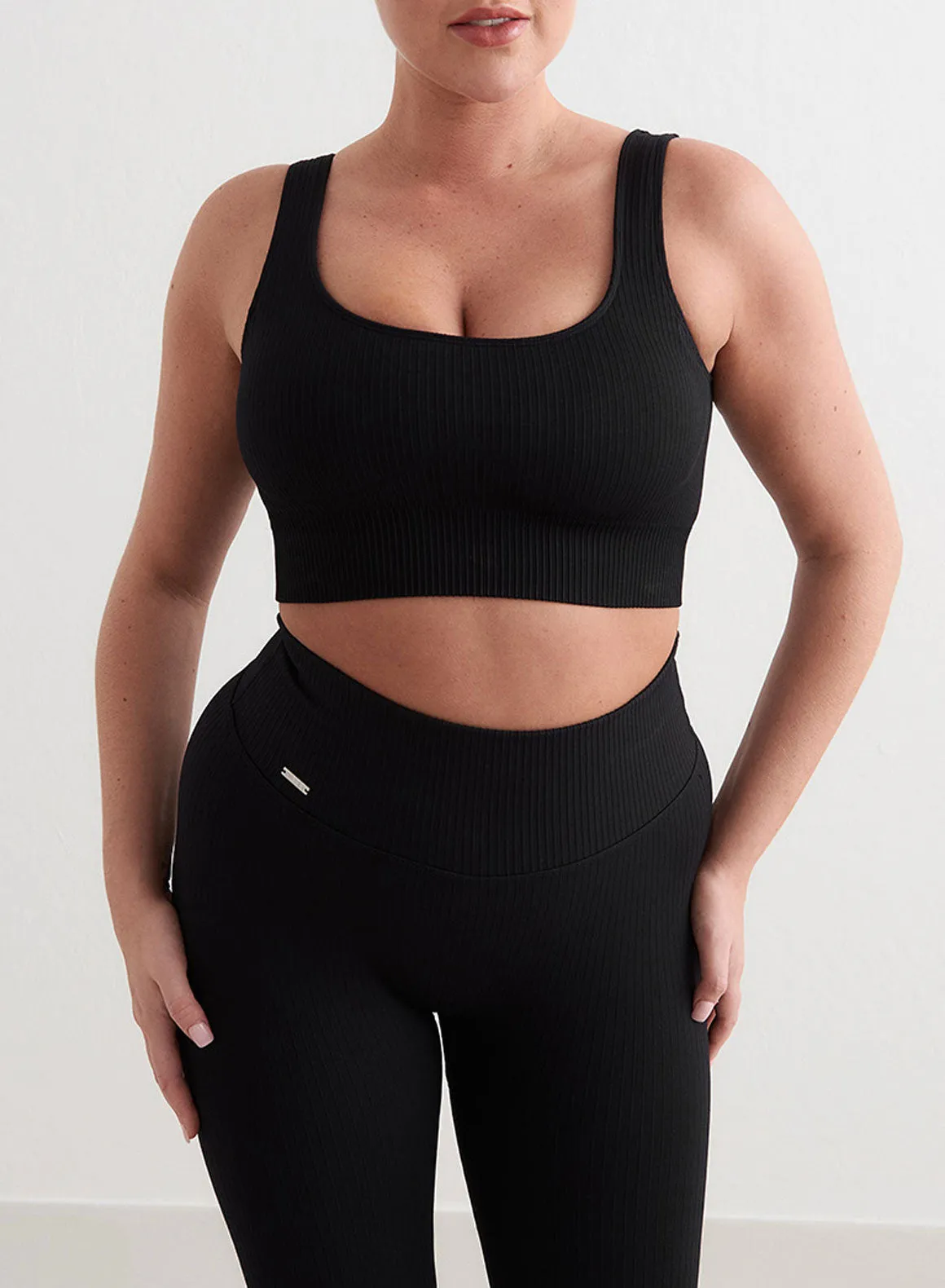 Black Ribbed Seamless Bra