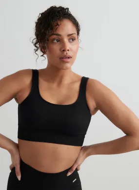 Black Ribbed Seamless Bra