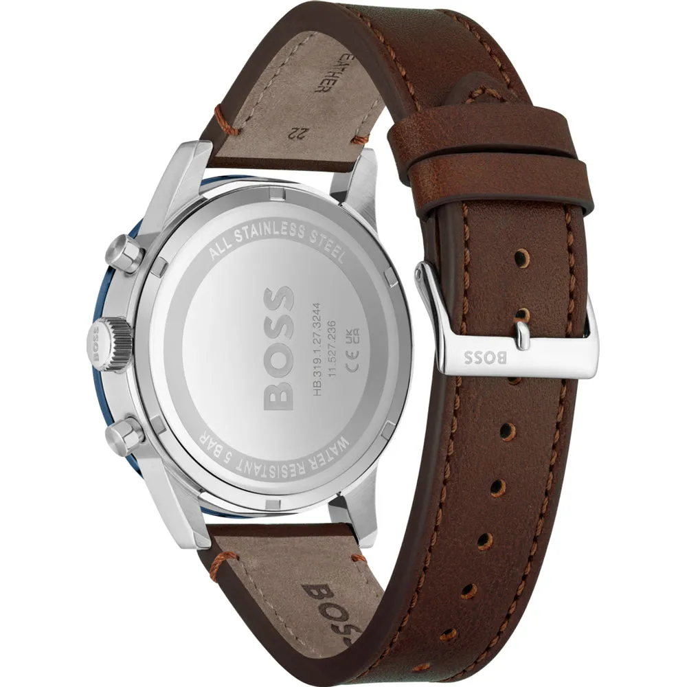 BOSS Allure Chronograph Leather Strap Watch, Brown (Model: 1513921)