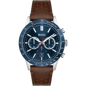 BOSS Allure Chronograph Leather Strap Watch, Brown (Model: 1513921)