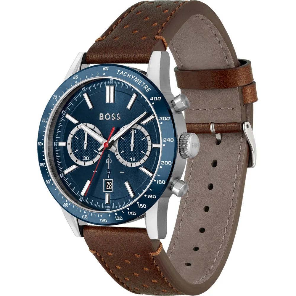 BOSS Allure Chronograph Leather Strap Watch, Brown (Model: 1513921)