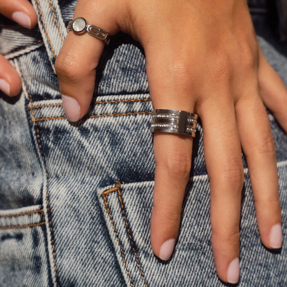 Caviar Stack Ring - Silver