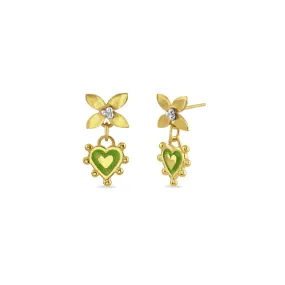 Citrus Green Sacred Heart Mini Floris Earrings