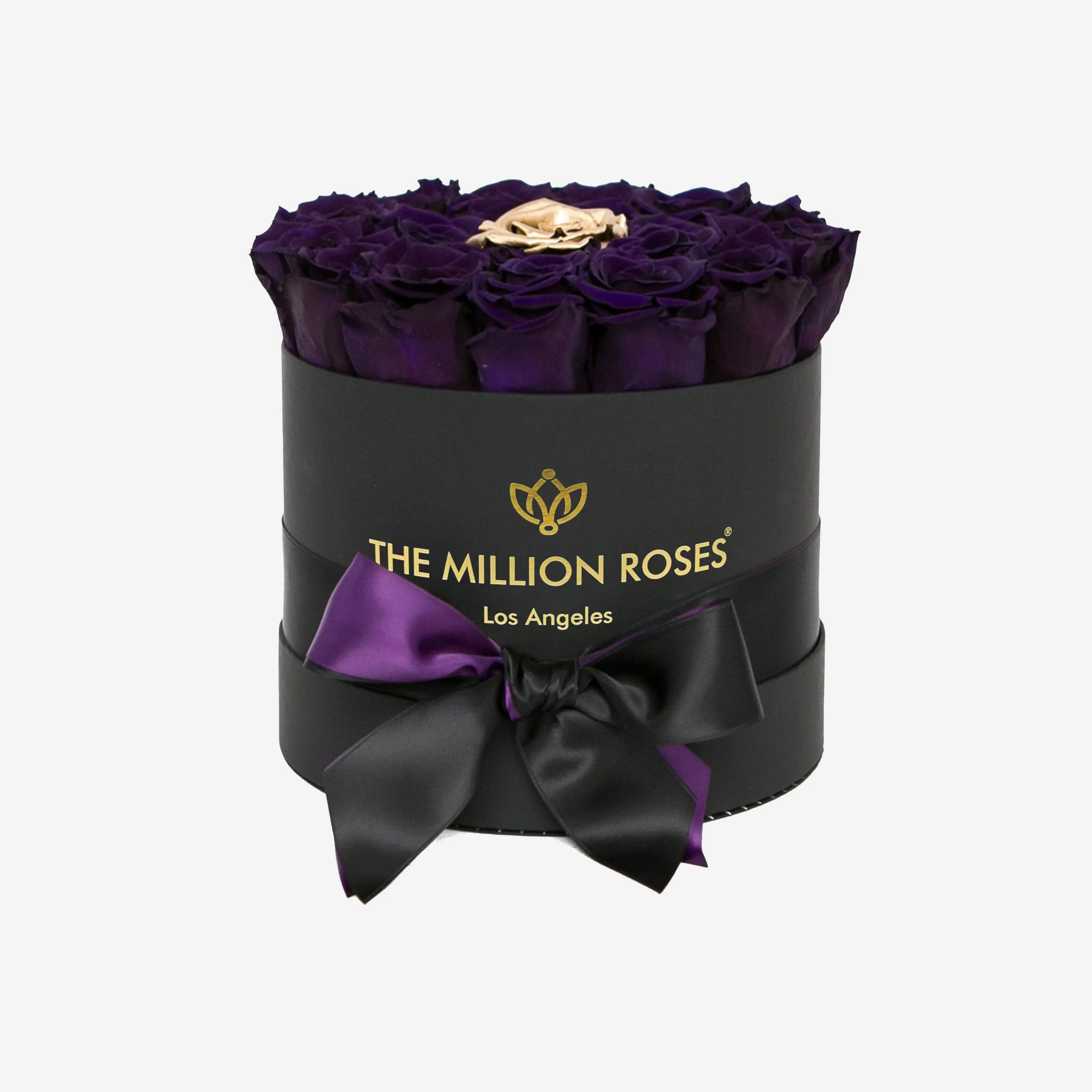 Classic Black Box | Dark Purple & Gold Roses