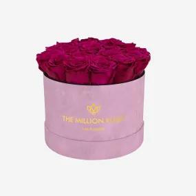 Classic Light Pink Suede Box | Magenta Roses