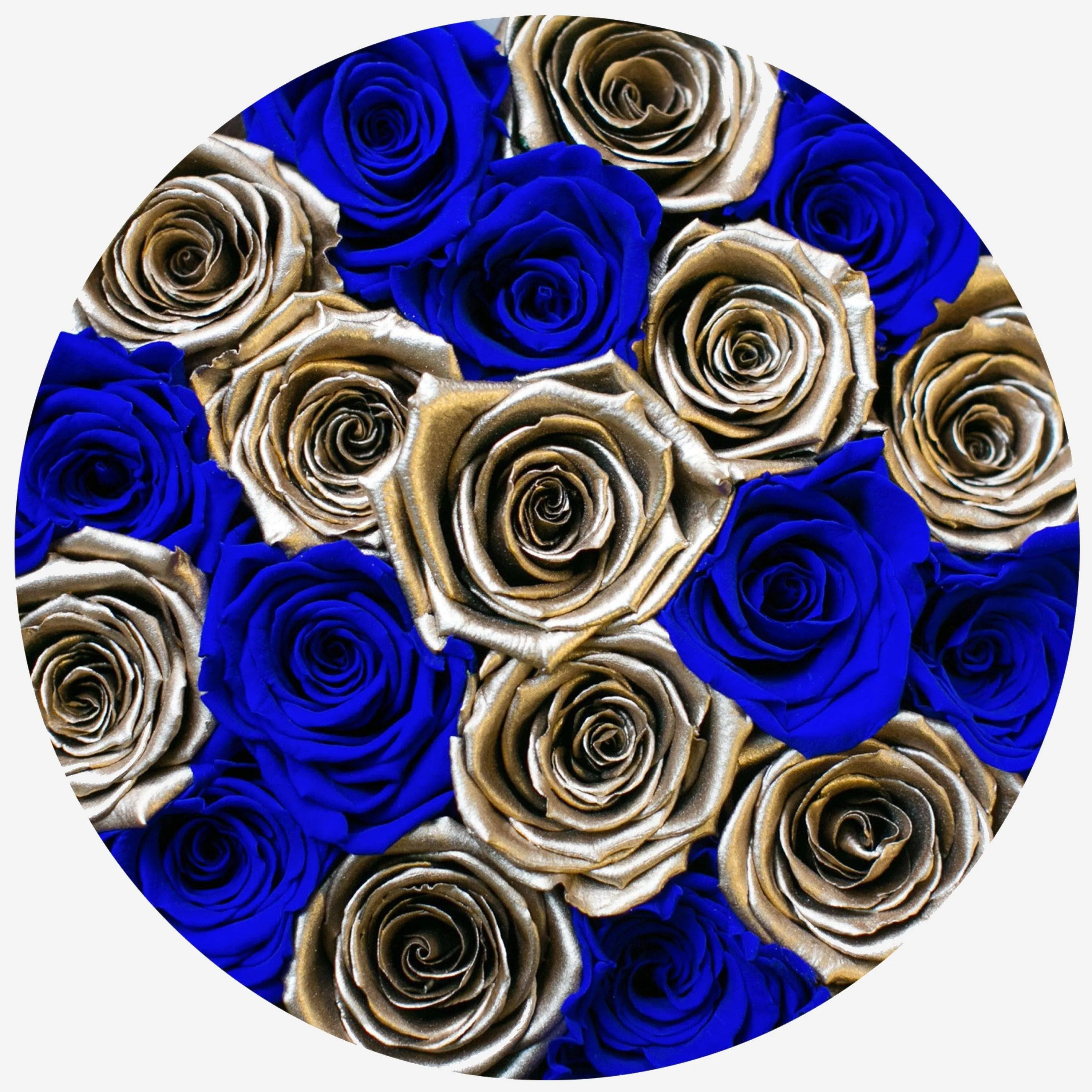 Classic Royal Blue Suede Box | Royal Blue & Gold Roses