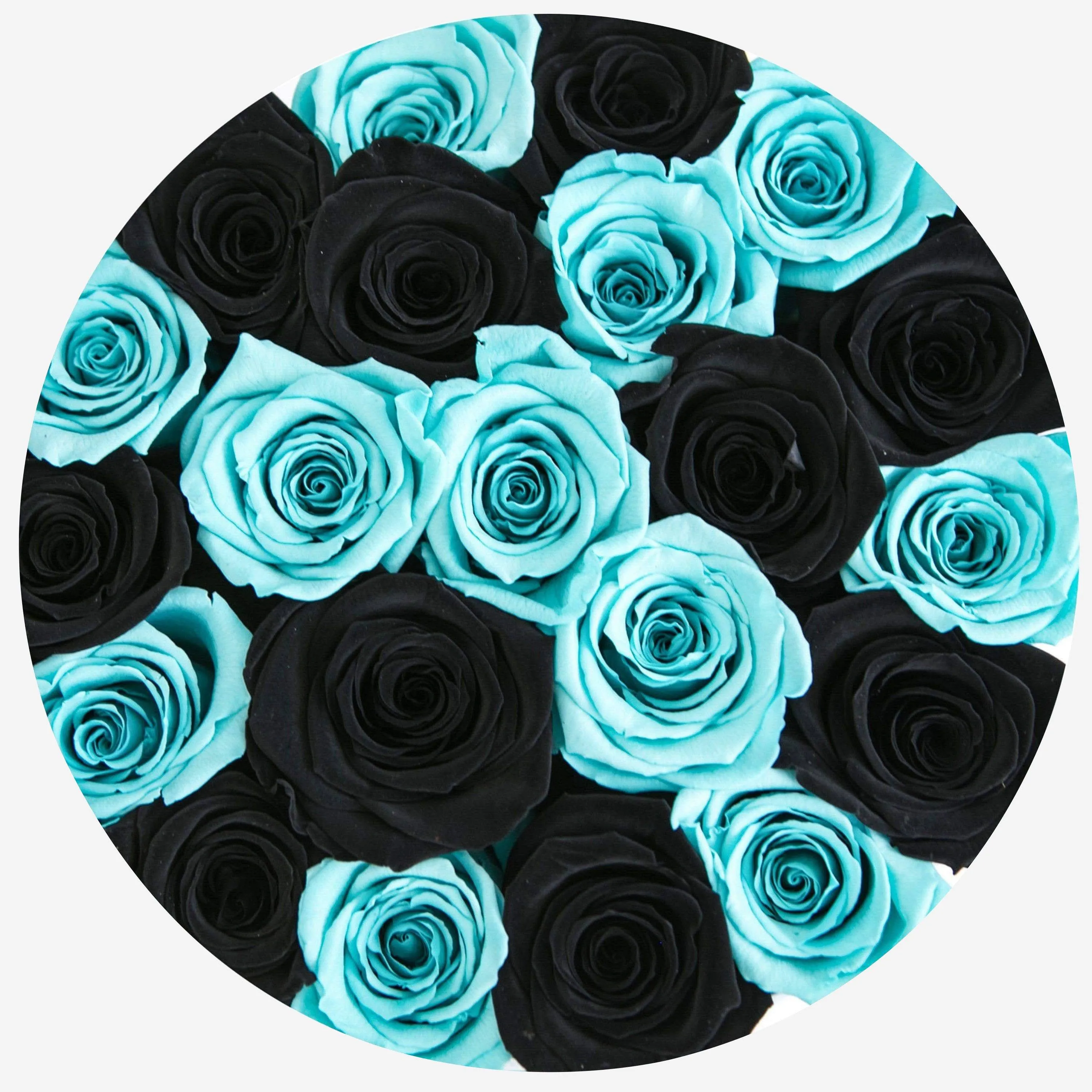 Classic White Box | Black & Turquoise Roses