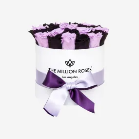 Classic White Box | Lavender & Dark Purple Roses