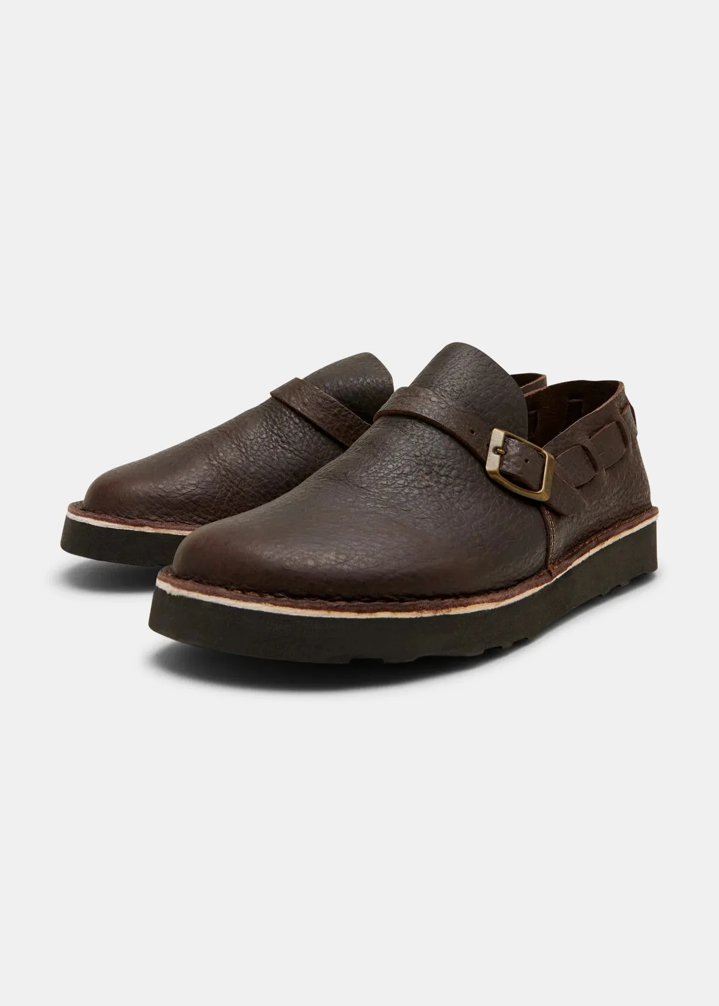 Corso Ii Ostrich Leather Buckle Monk Shoe