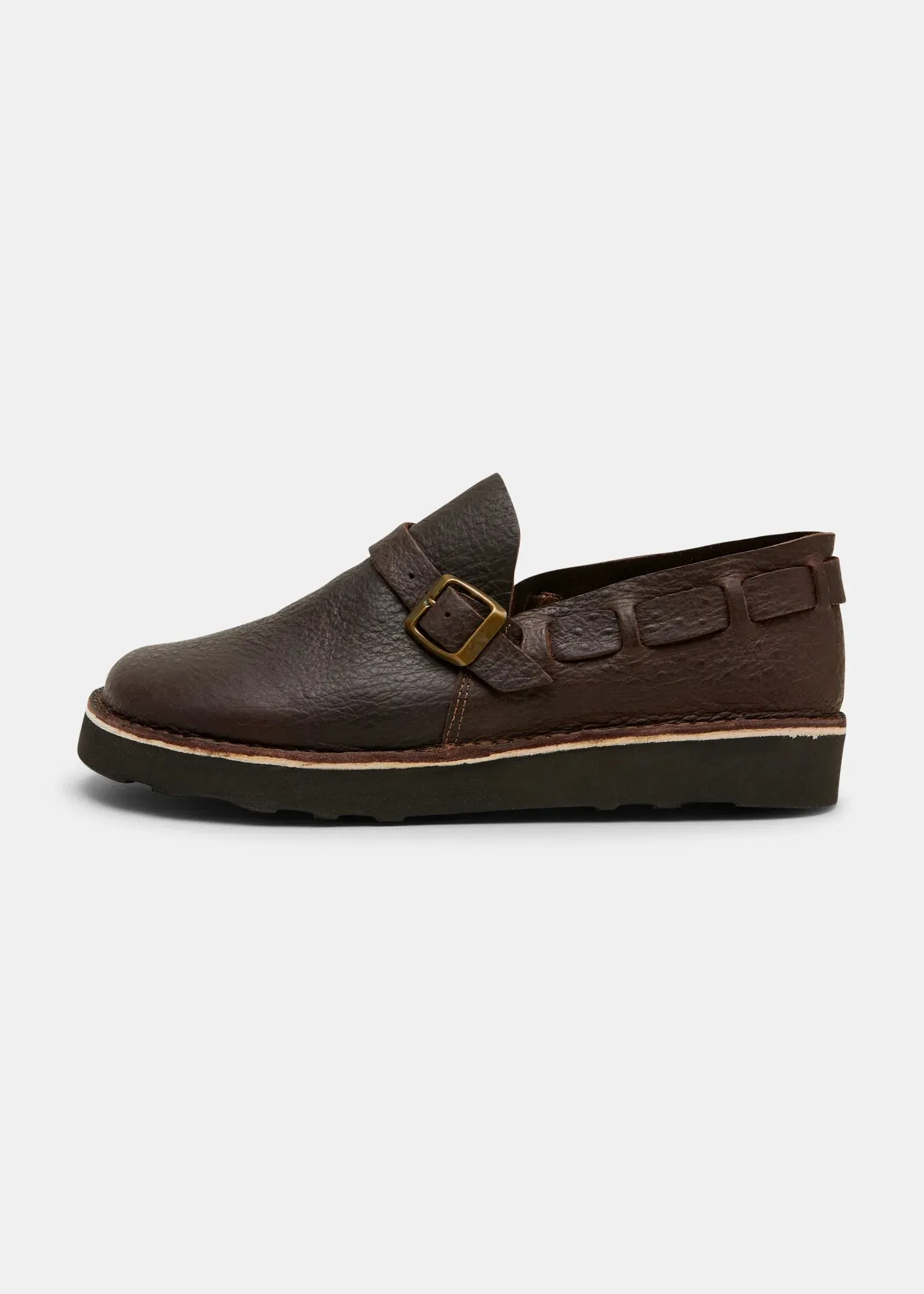 Corso Ii Ostrich Leather Buckle Monk Shoe