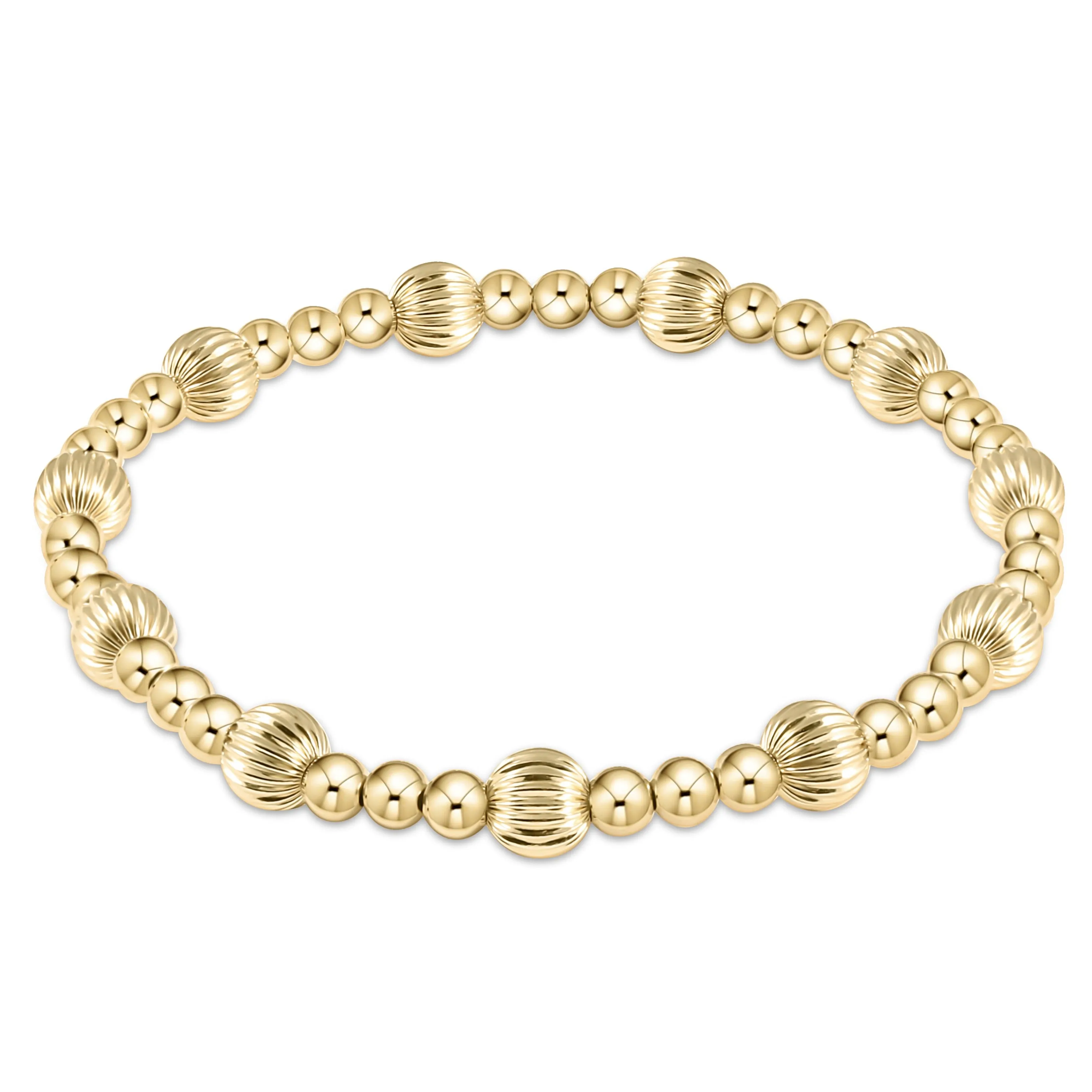 Dignity Sincerity Pattern 6mm Bead Bracelet - Gold