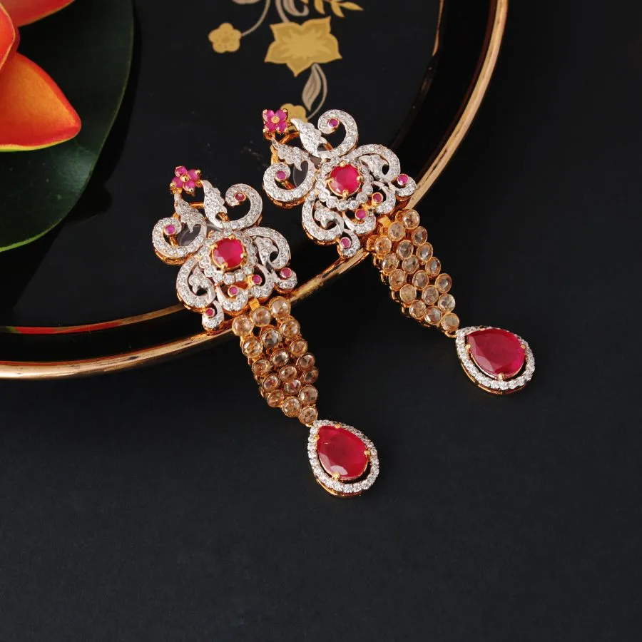 Earrings with Chetum and Champagne Zircons