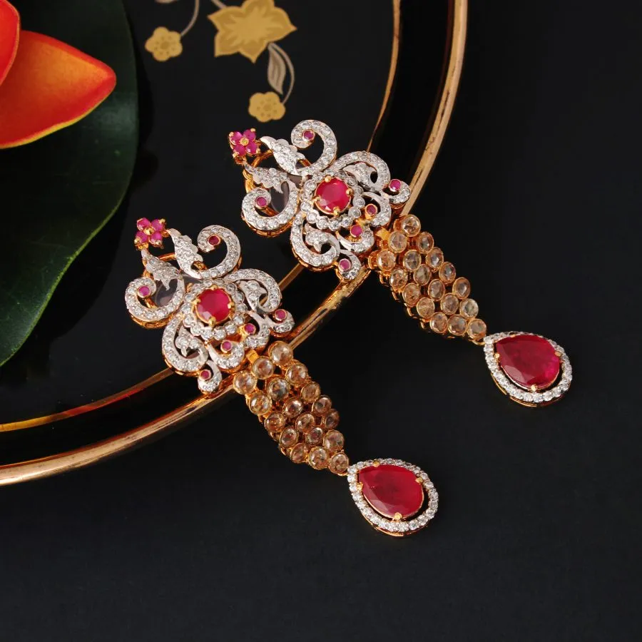 Earrings with Chetum and Champagne Zircons