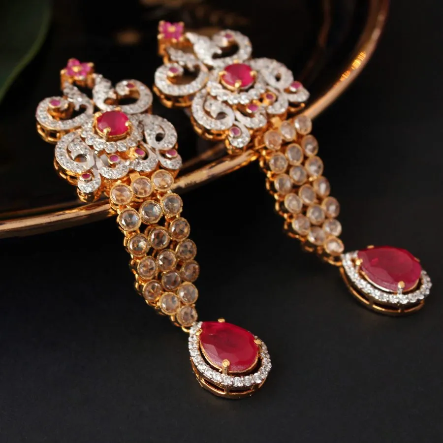 Earrings with Chetum and Champagne Zircons