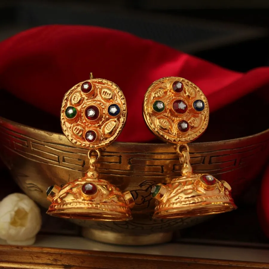 Earrings with Meena Kari & Kundan Work