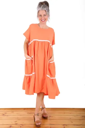 Fremantle Bay Dress Orange in Cotton Blend