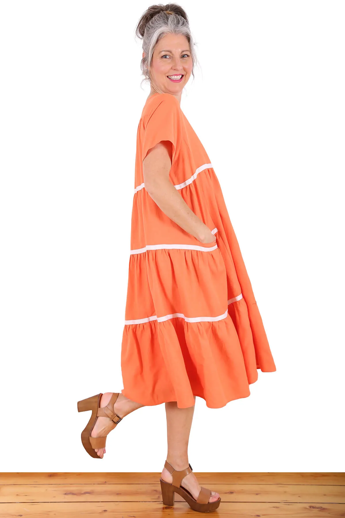 Fremantle Bay Dress Orange in Cotton Blend