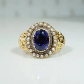 Georgian Golden Flowers, Amethyst & Pearl Ring