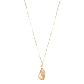 Gold Filled 18mm Golden Shadow Crystal Pendant Necklace