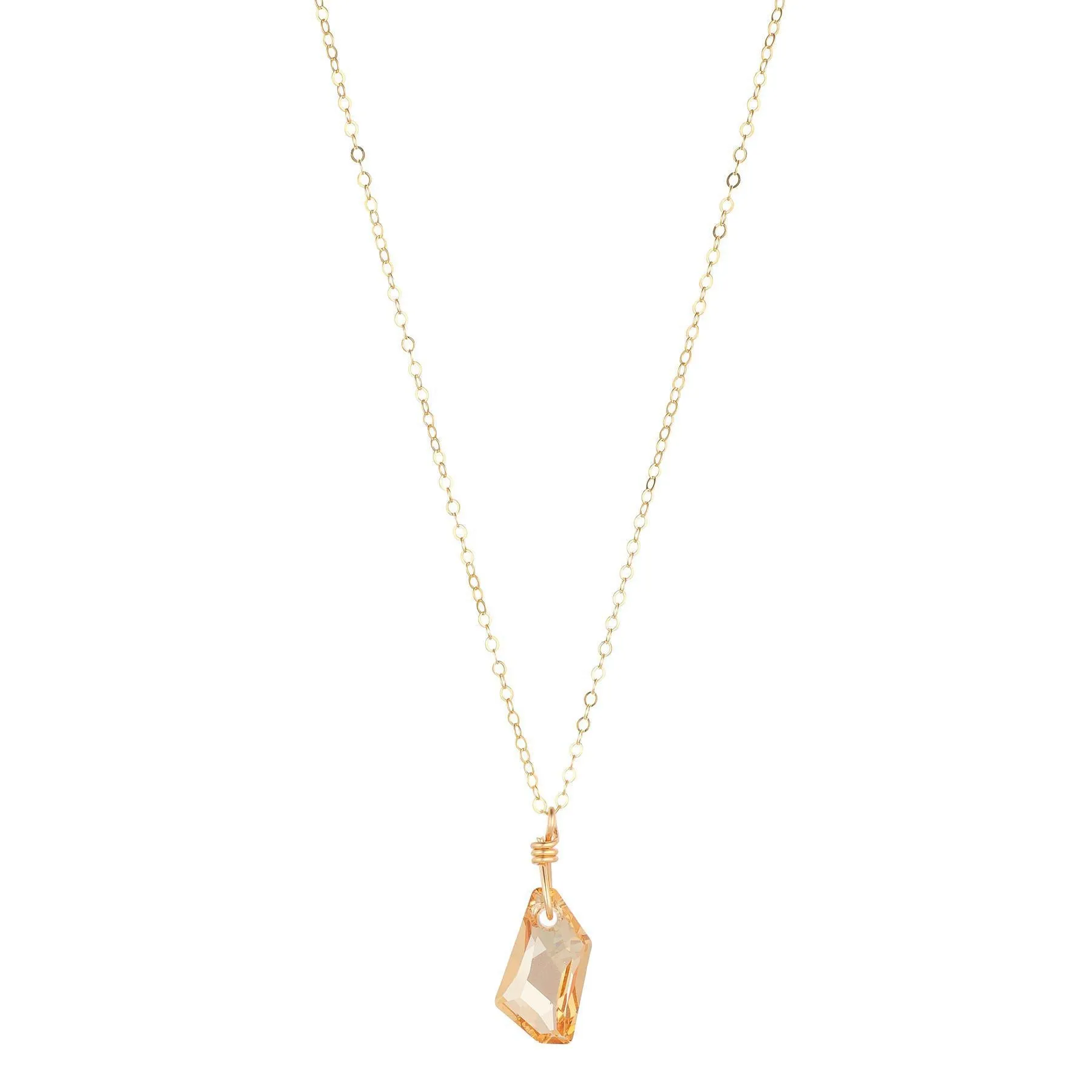 Gold Filled 18mm Golden Shadow Crystal Pendant Necklace