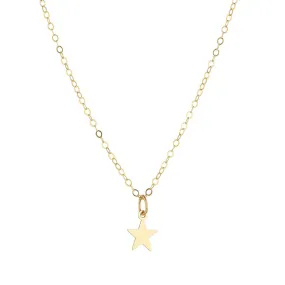 Gold Filled 8mm Solid Star Charm Pendant Necklace