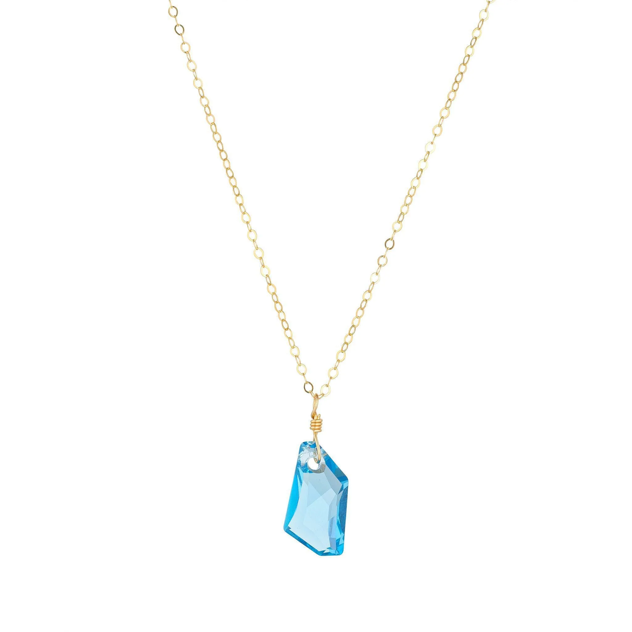 Gold Filled & 18mm Aquamarine Crystal Pendant