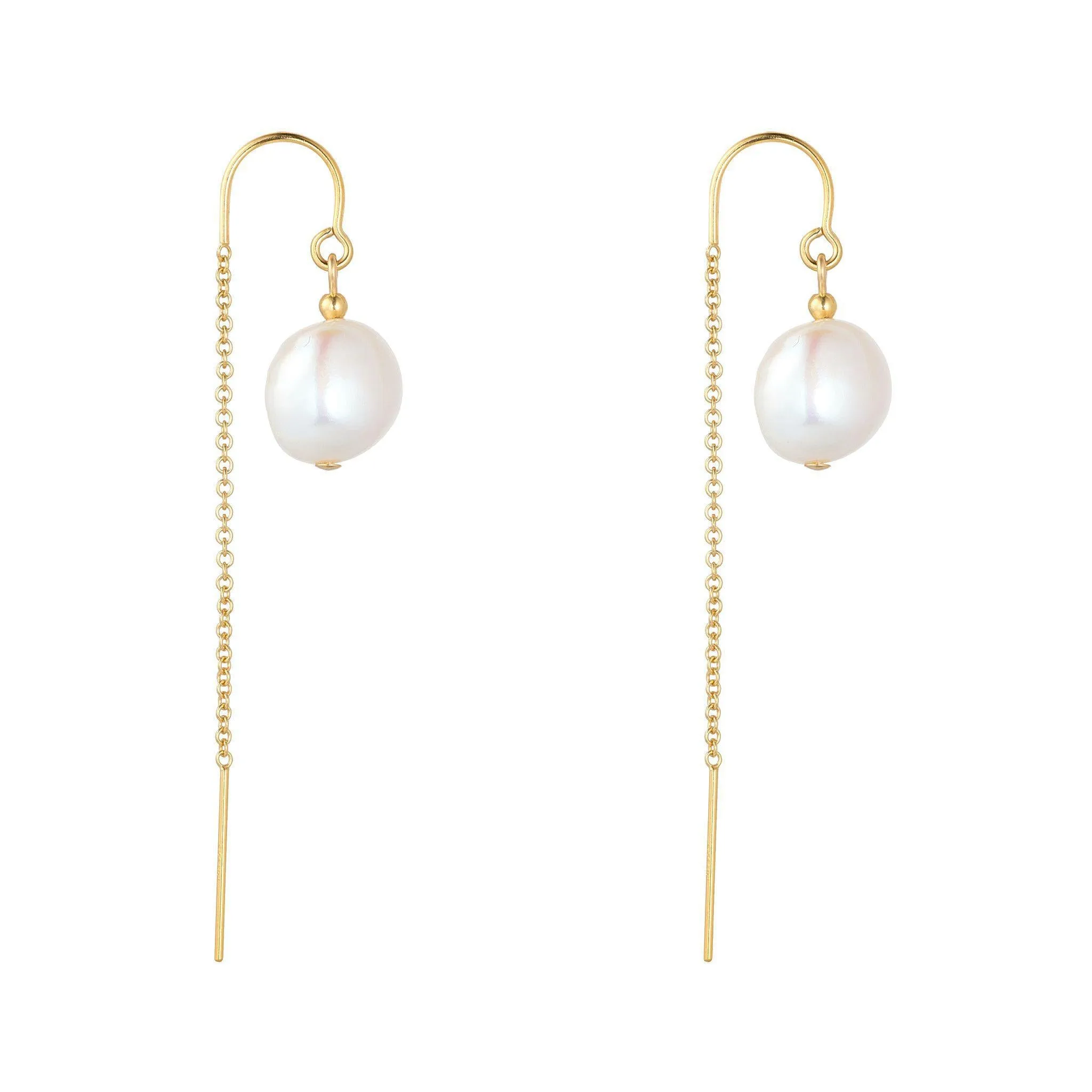 Gold Filled Baroque Pearl Half Threader Earrings