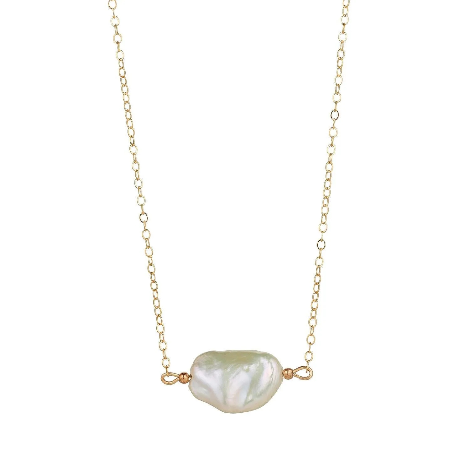 Gold Filled Baroque Pearl InLine Pendant Necklace