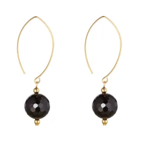 Gold Filled Black Agate Oval Open Earrings